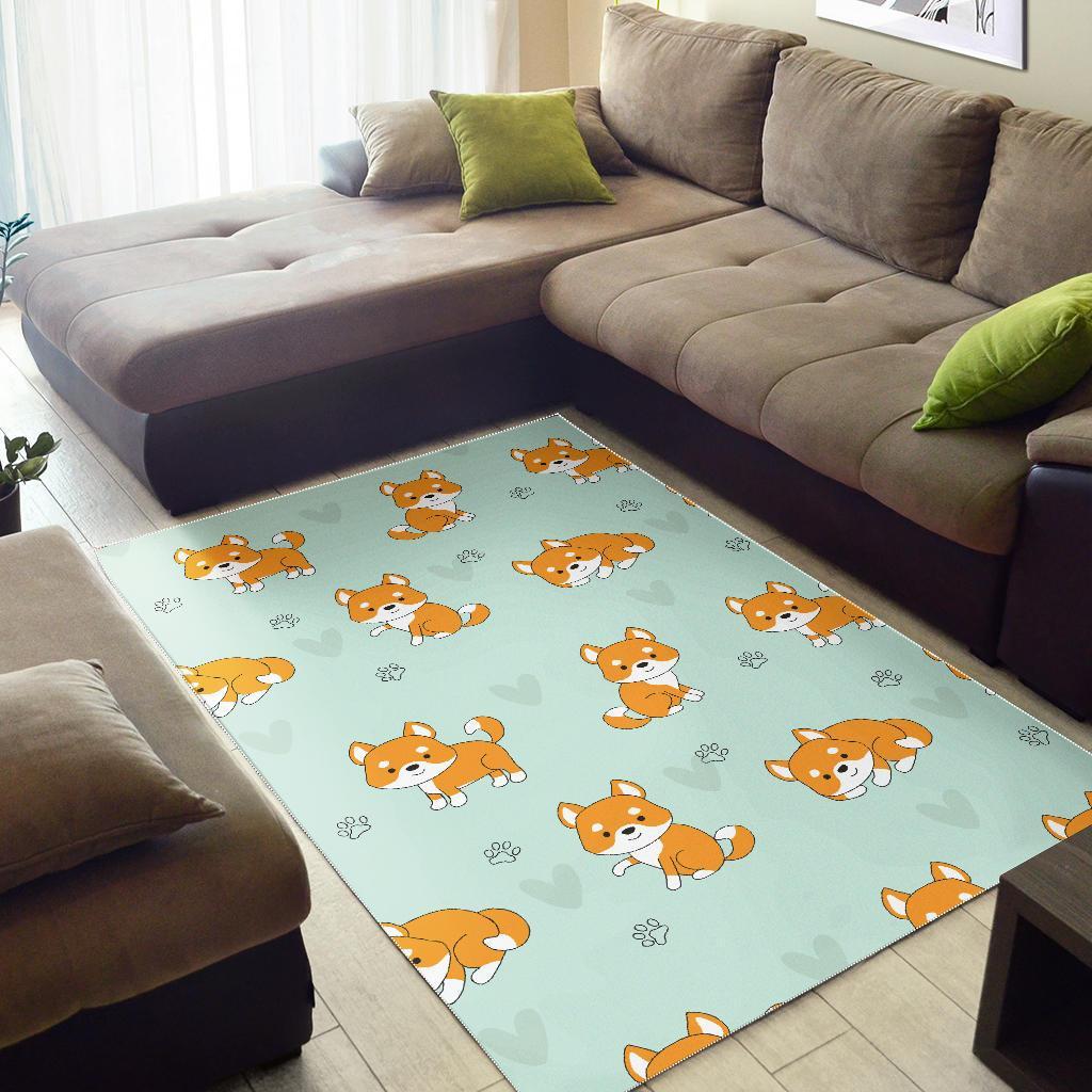 Shiba Inu Dog Pupppy Pattern Print Floor Mat-grizzshop