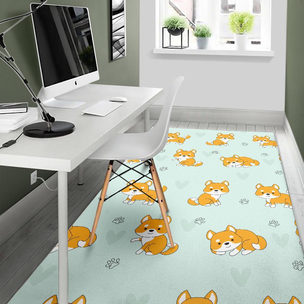 Shiba Inu Dog Pupppy Pattern Print Floor Mat-grizzshop