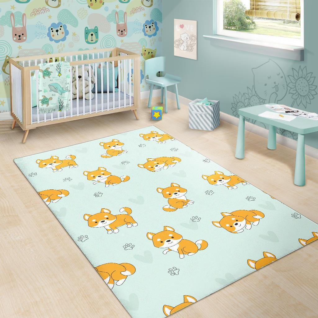 Shiba Inu Dog Pupppy Pattern Print Floor Mat-grizzshop