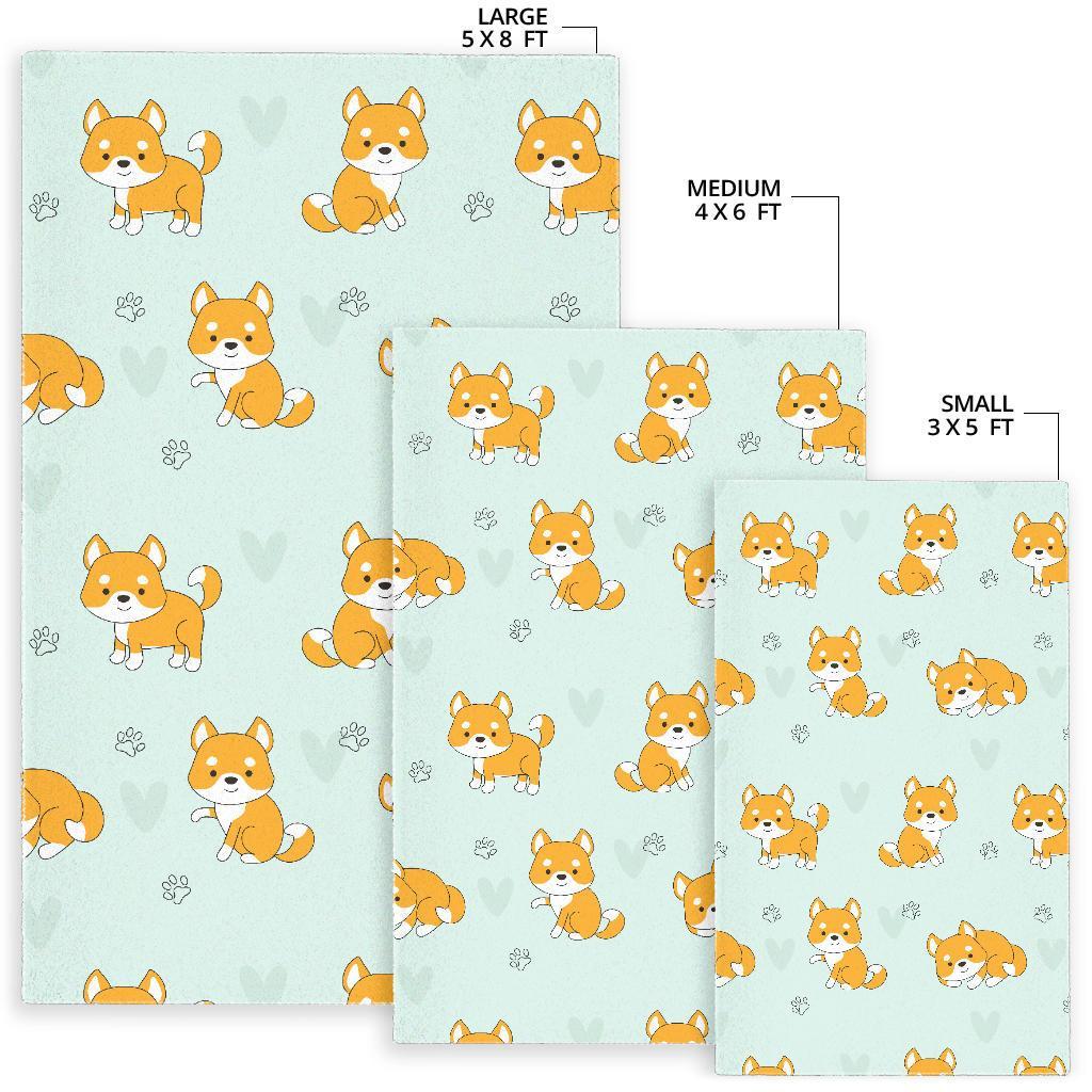 Shiba Inu Dog Pupppy Pattern Print Floor Mat-grizzshop