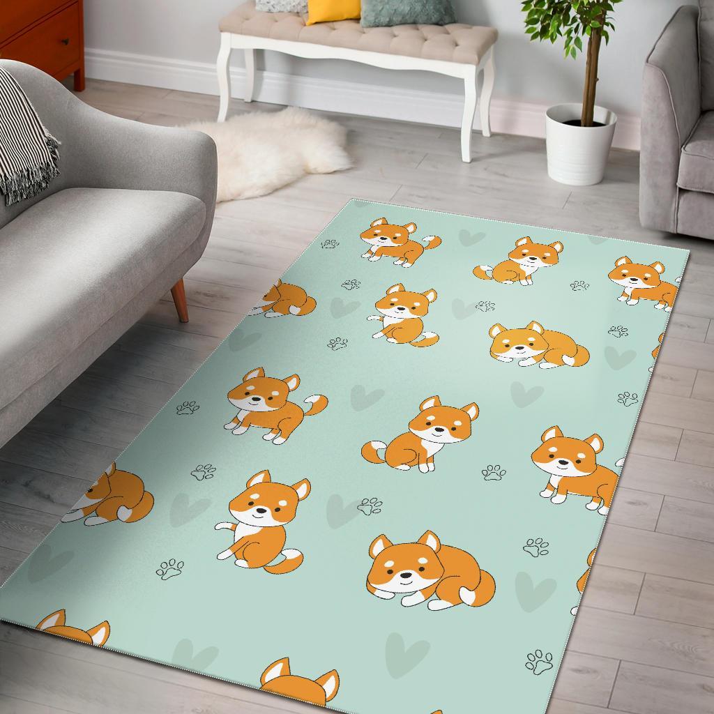 Shiba Inu Dog Pupppy Pattern Print Floor Mat-grizzshop