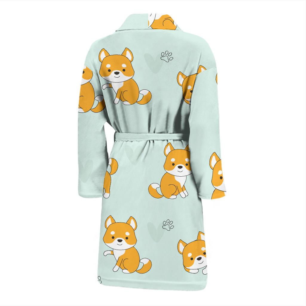Shiba Inu Dog Pupppy Pattern Print Men Long Robe-grizzshop