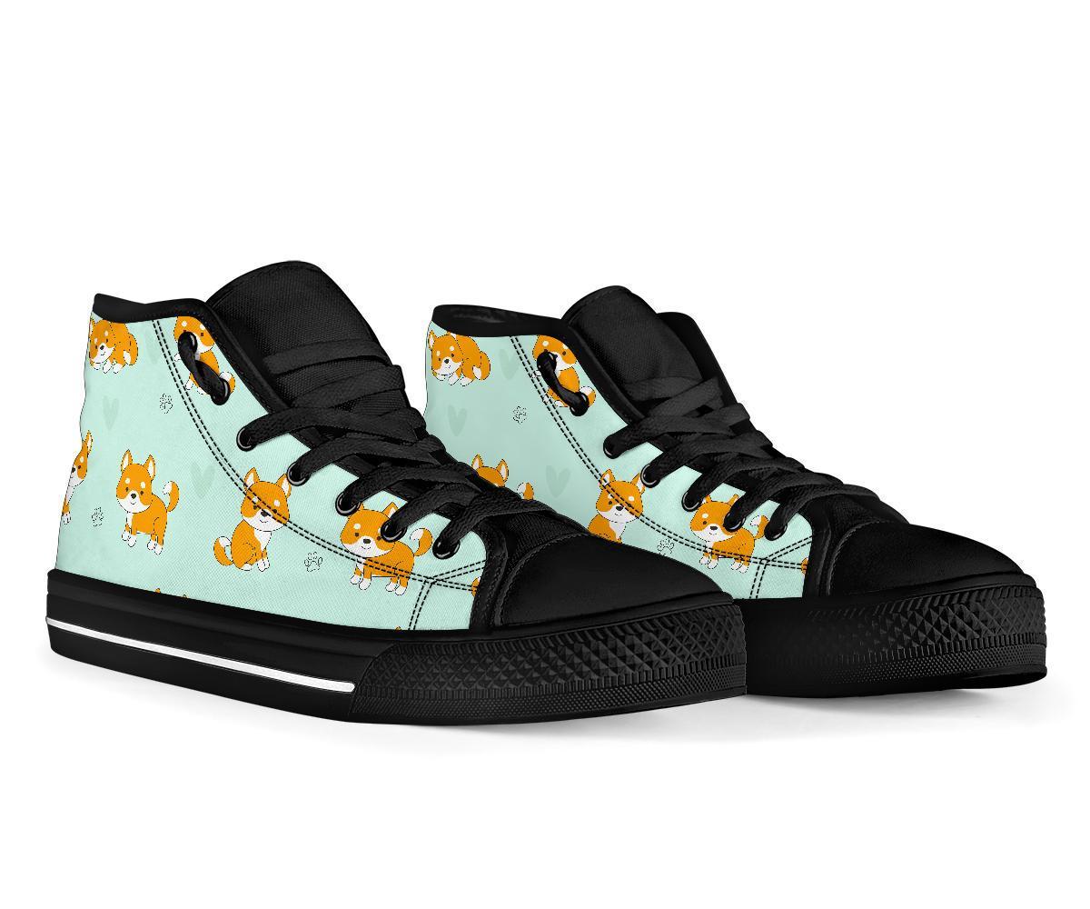 Shiba Inu Dog Pupppy Pattern Print Men Women's High Top Shoes-grizzshop