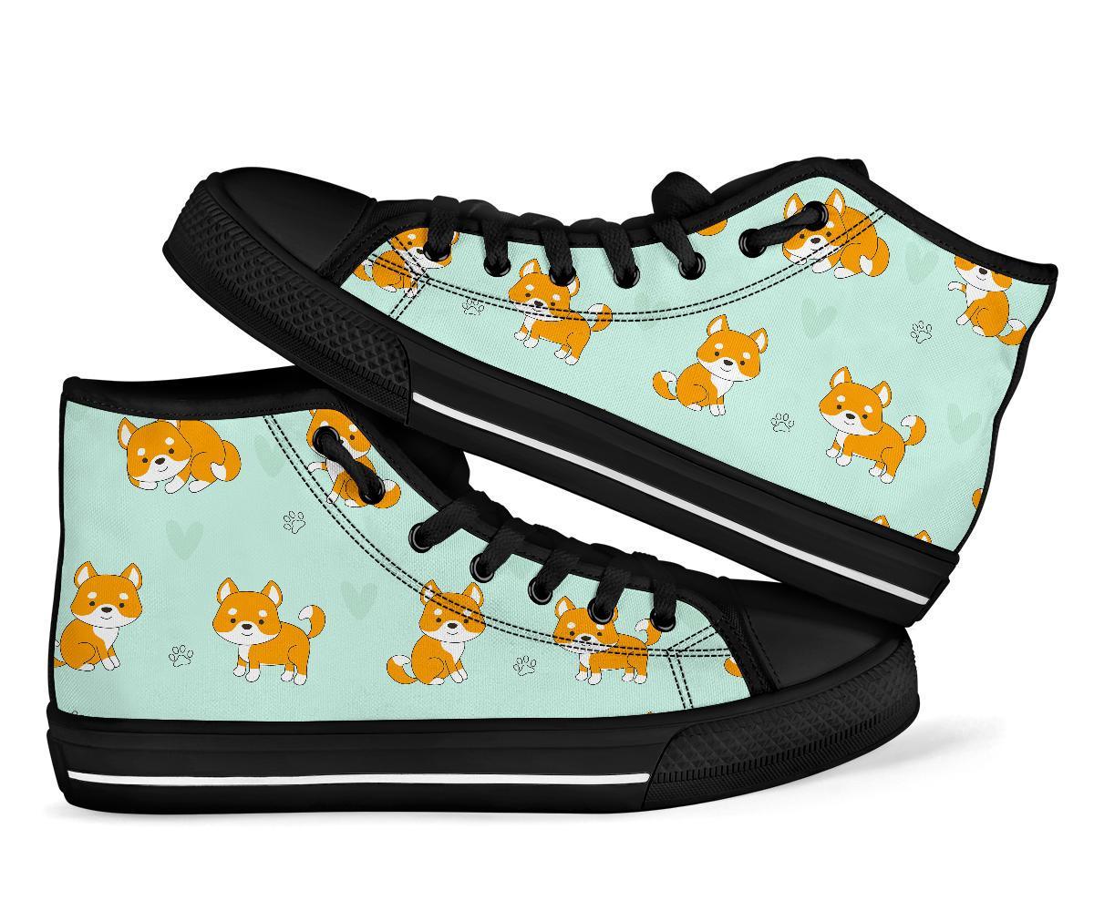 Shiba Inu Dog Pupppy Pattern Print Men Women's High Top Shoes-grizzshop