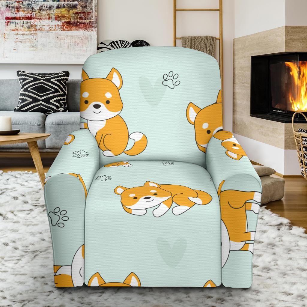 Shiba Inu Dog Pupppy Pattern Print Recliner Cover-grizzshop