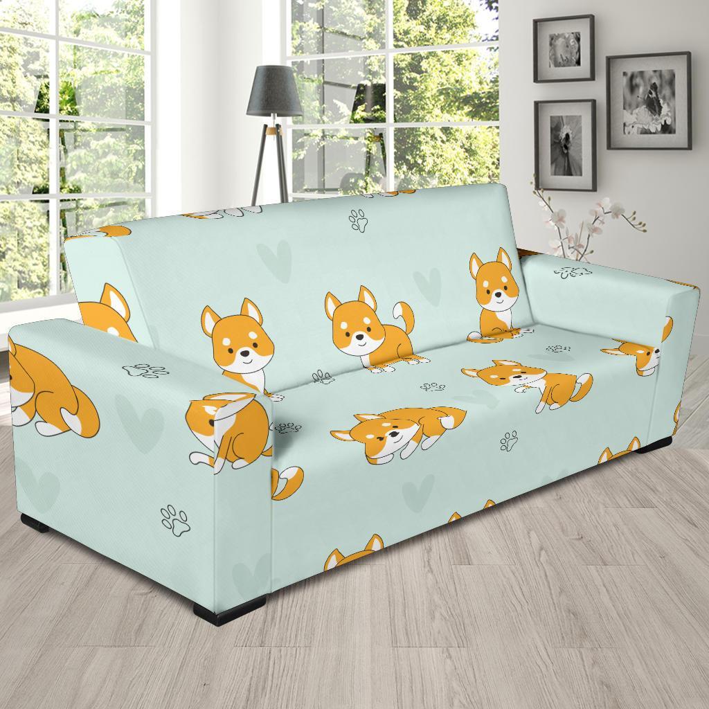 Shiba Inu Dog Pupppy Pattern Print Sofa Covers-grizzshop