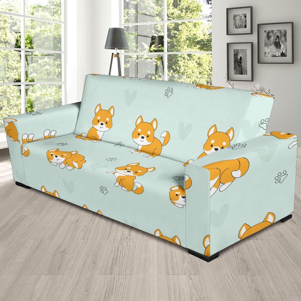 Shiba Inu Dog Pupppy Pattern Print Sofa Covers-grizzshop