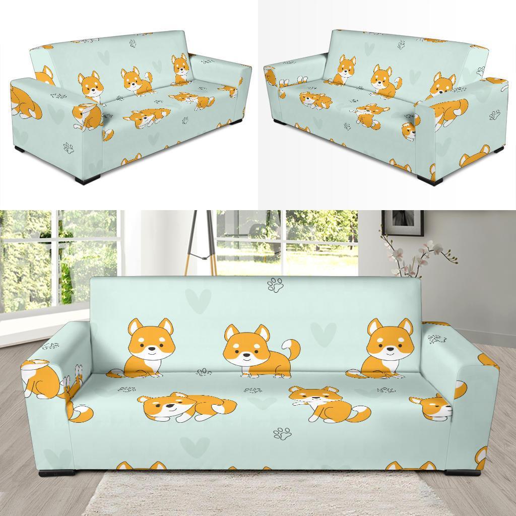 Shiba Inu Dog Pupppy Pattern Print Sofa Covers-grizzshop