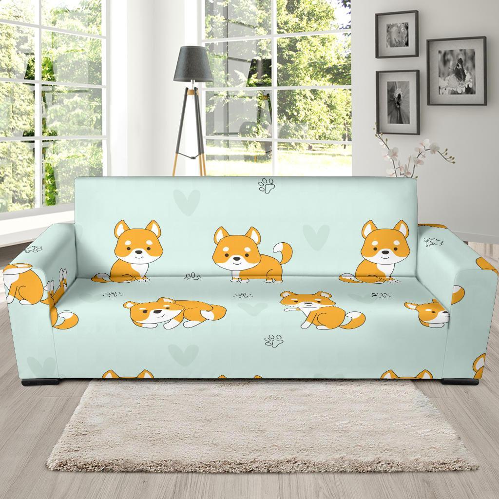 Shiba Inu Dog Pupppy Pattern Print Sofa Covers-grizzshop