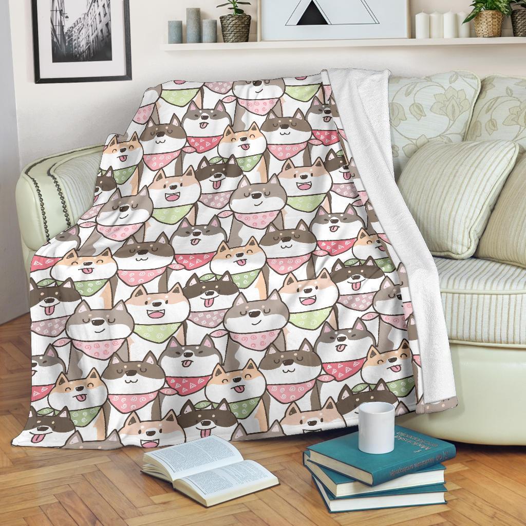 Shiba Inu Dog Pupppy Print Pattern Blanket-grizzshop