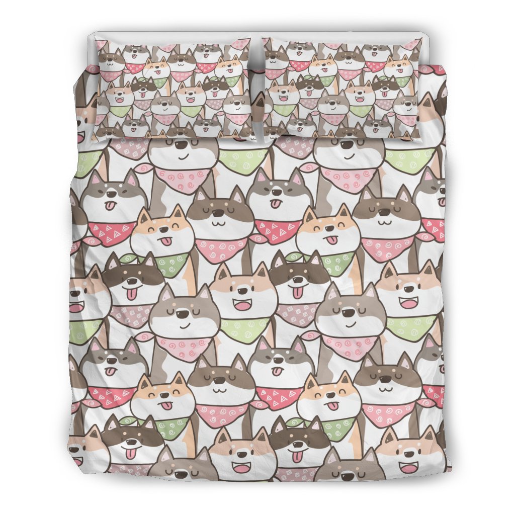 Shiba Inu Dog Pupppy Print Pattern Duvet Cover Bedding Set-grizzshop