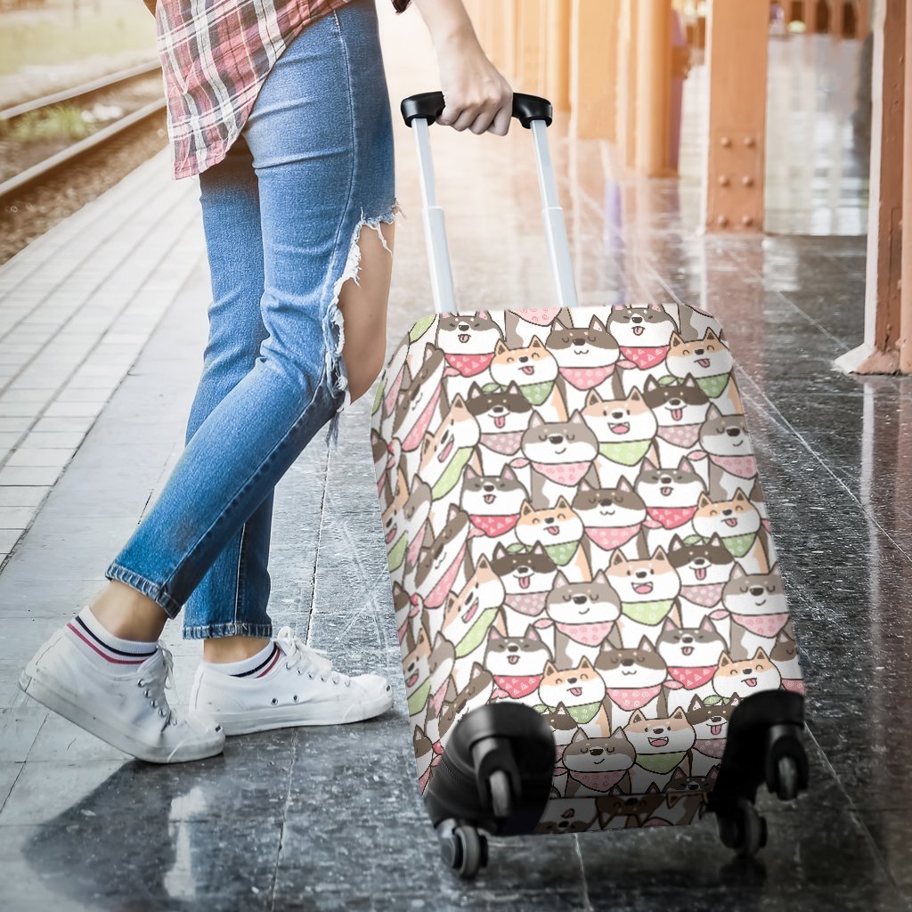 Shiba Inu Dog Pupppy Print Pattern Luggage Cover Protector-grizzshop