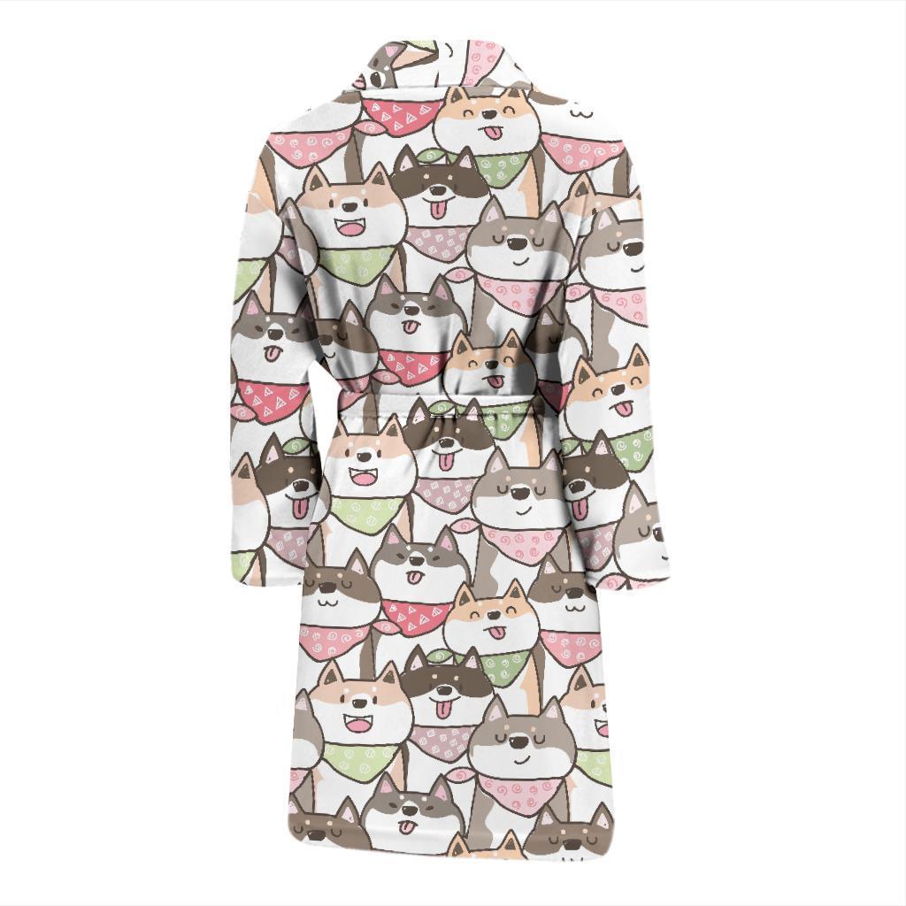 Shiba Inu Dog Pupppy Print Pattern Men Long Robe-grizzshop