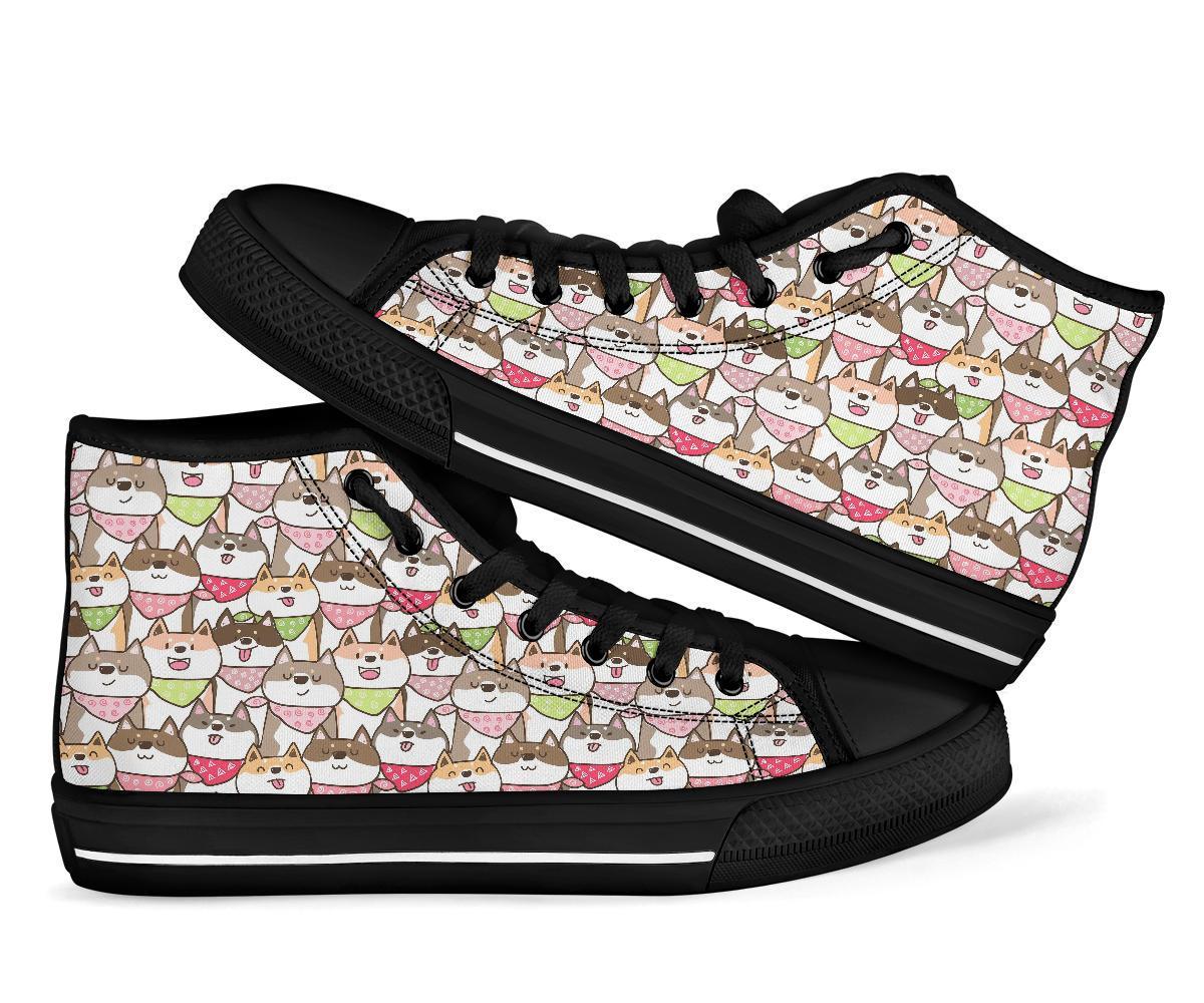 Shiba Inu Dog Pupppy Print Pattern Men Women's High Top Shoes-grizzshop