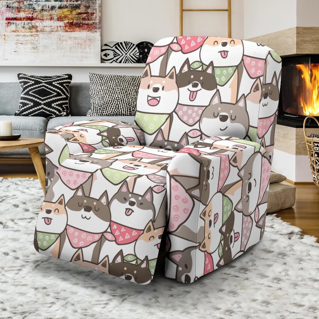 Shiba Inu Dog Pupppy Print Pattern Recliner Cover-grizzshop