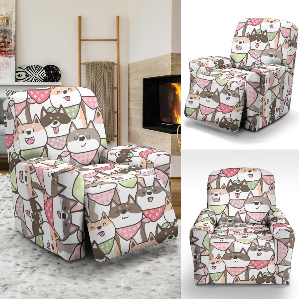 Shiba Inu Dog Pupppy Print Pattern Recliner Cover-grizzshop