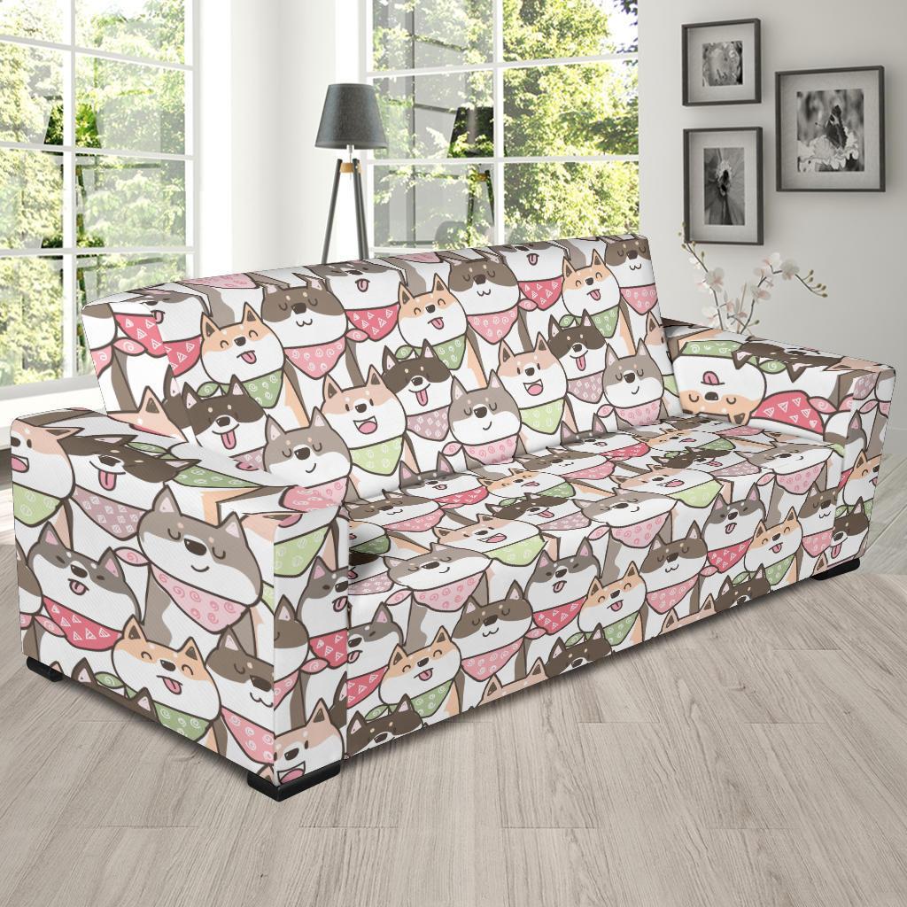 Shiba Inu Dog Pupppy Print Pattern Sofa Covers-grizzshop