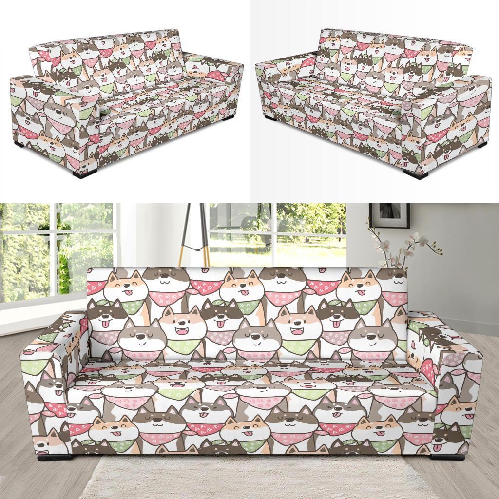 Shiba Inu Dog Pupppy Print Pattern Sofa Covers-grizzshop