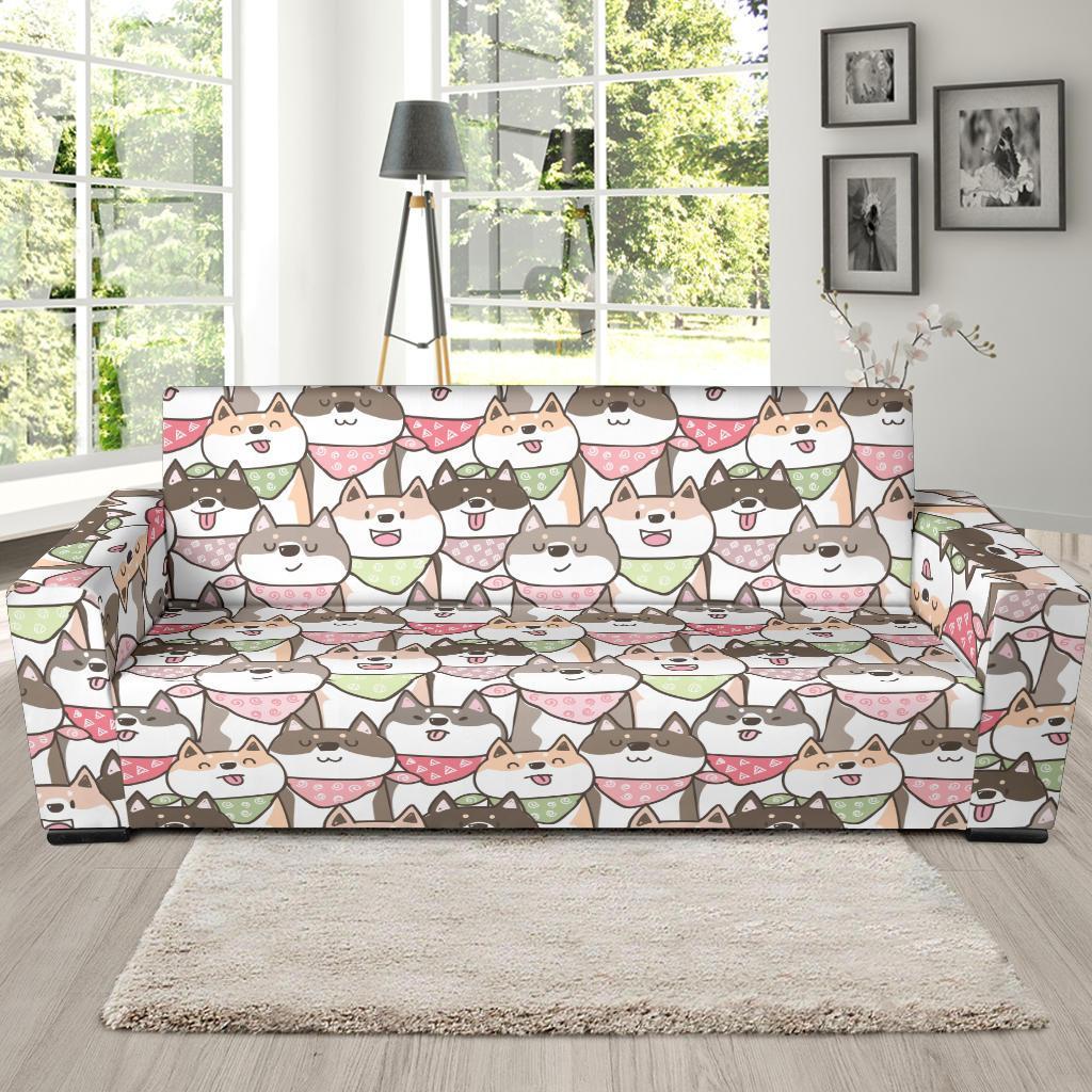 Shiba Inu Dog Pupppy Print Pattern Sofa Covers-grizzshop