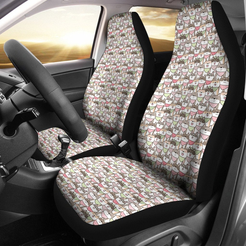 Shiba Inu Dog Pupppy Print Pattern Universal Fit Car Seat Cover-grizzshop