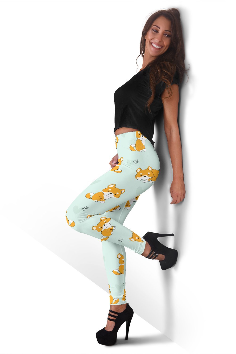 Shiba Inu Dog Pupppy Print Pattern Women Leggings-grizzshop