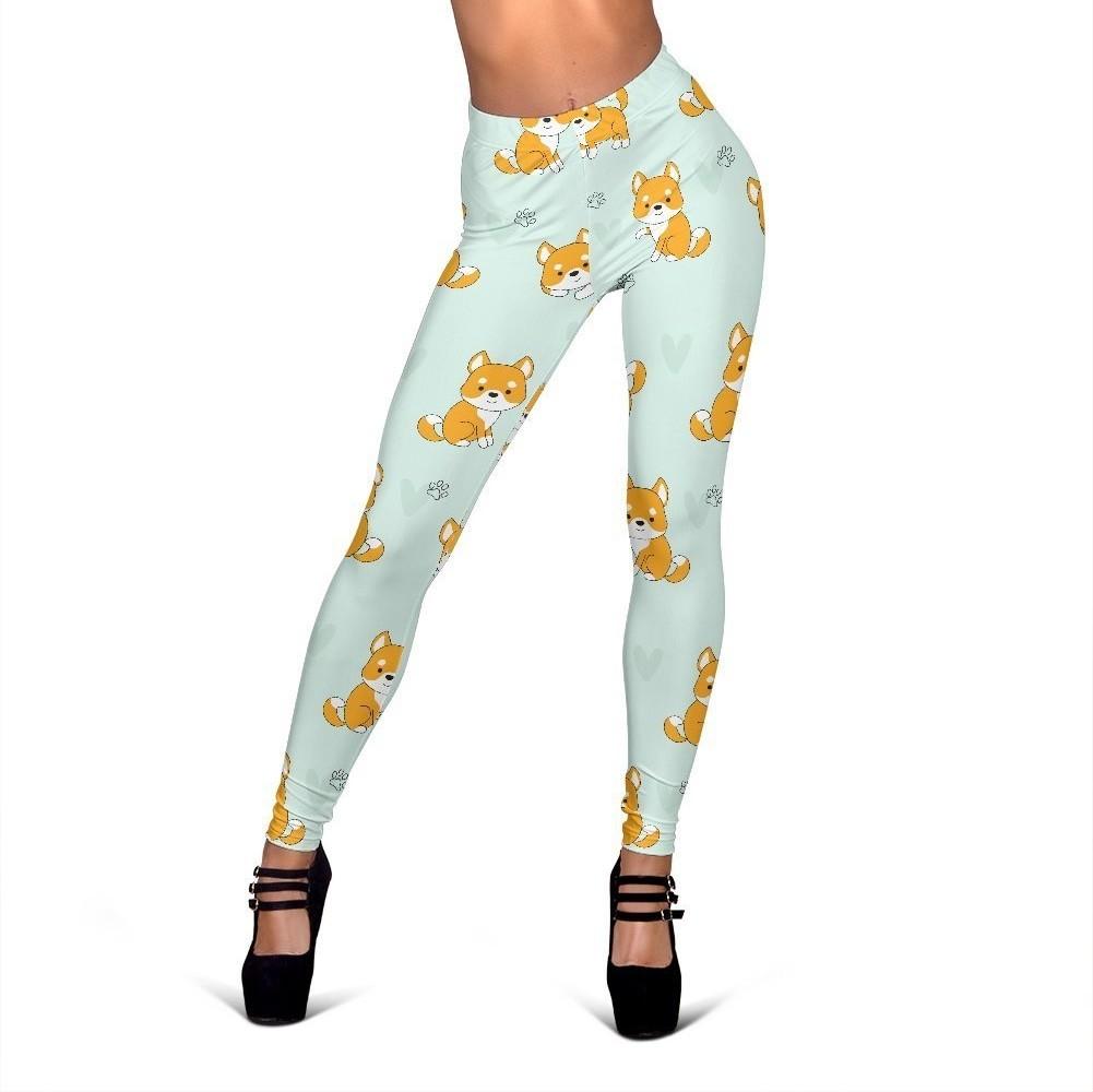 Shiba Inu Dog Pupppy Print Pattern Women Leggings-grizzshop