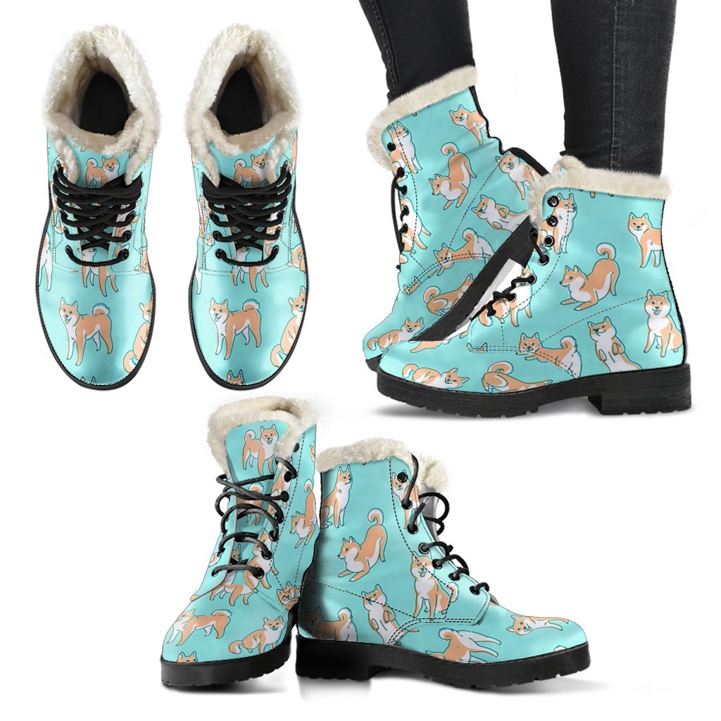 Shiba Inu Dog Pattern Print Comfy Winter Boots-grizzshop