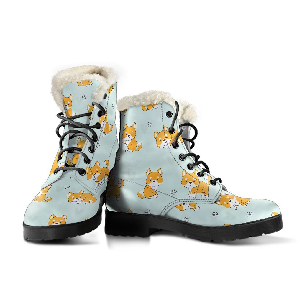 Shiba Inu Dog Pupppy Pattern Print Comfy Winter Boots-grizzshop