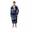 Shibori Indigo Dye Print Men's Robe-grizzshop