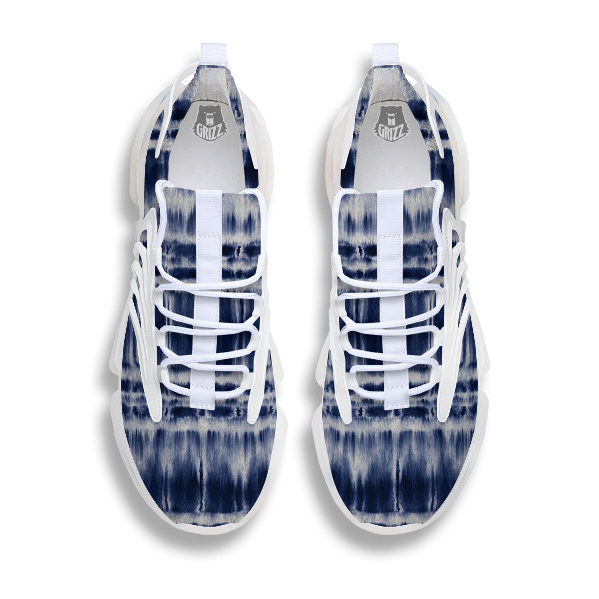 Shibori Indigo Dye Print White Gym Shoes-grizzshop