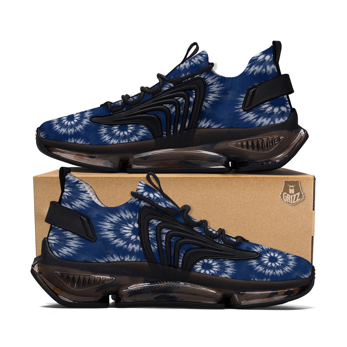 Shibori Print Pattern Black Gym Shoes-grizzshop