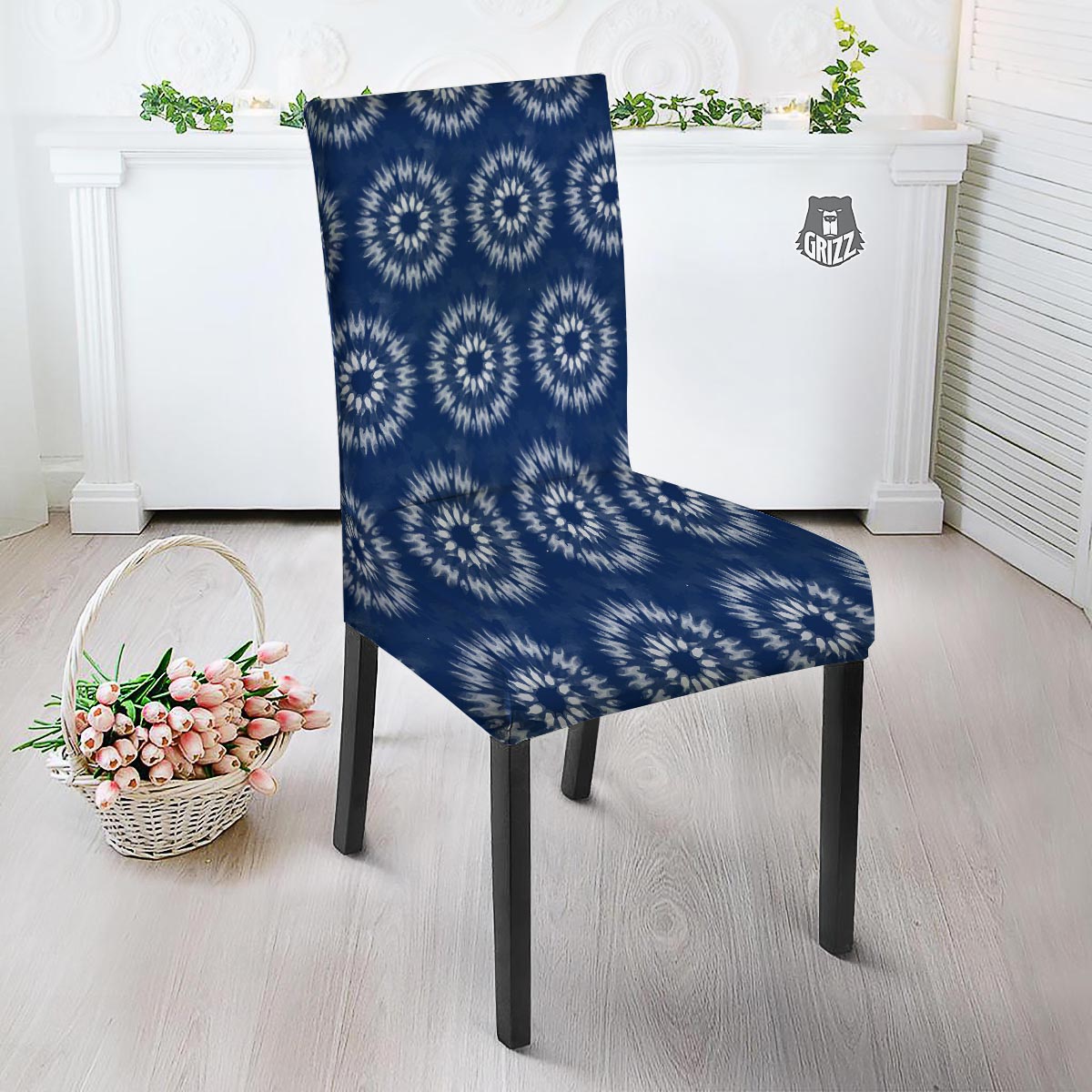 Shibori Print Pattern Dining Chair Slipcover-grizzshop
