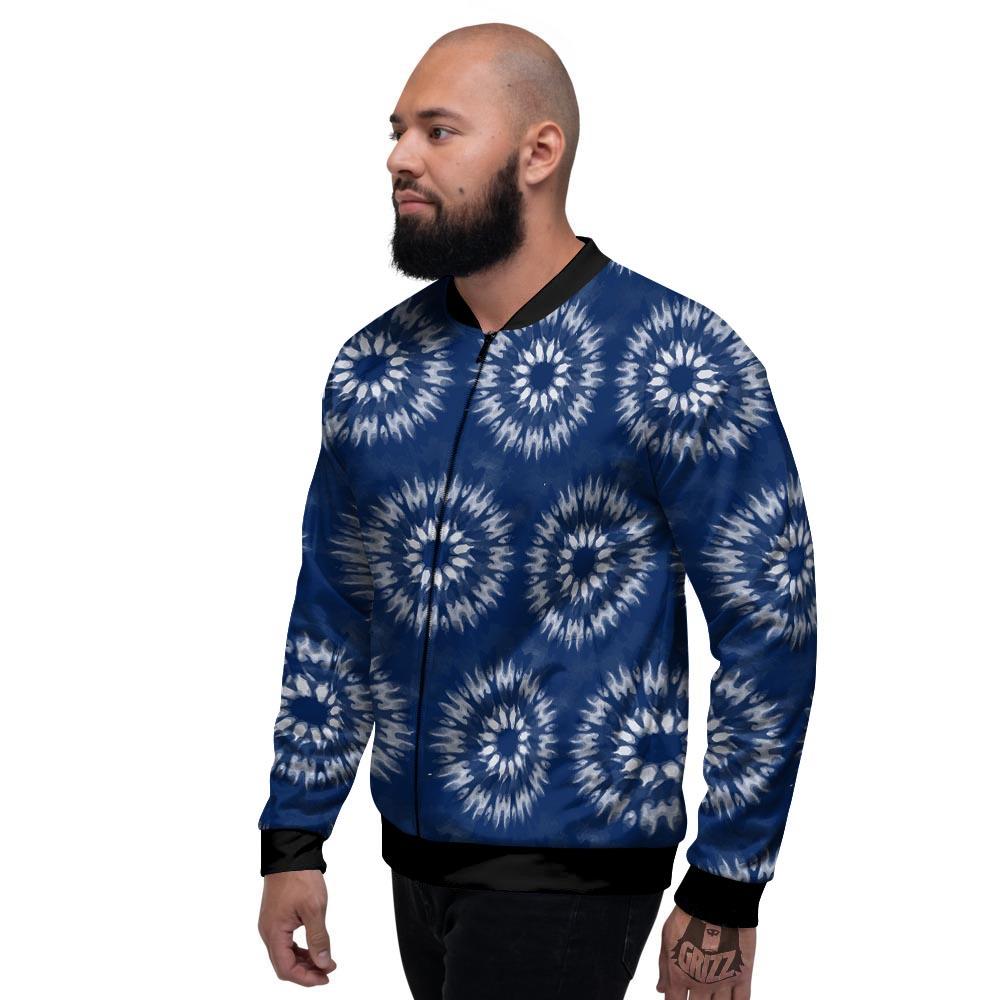 Shibori Print Pattern Men's Bomber Jacket-grizzshop