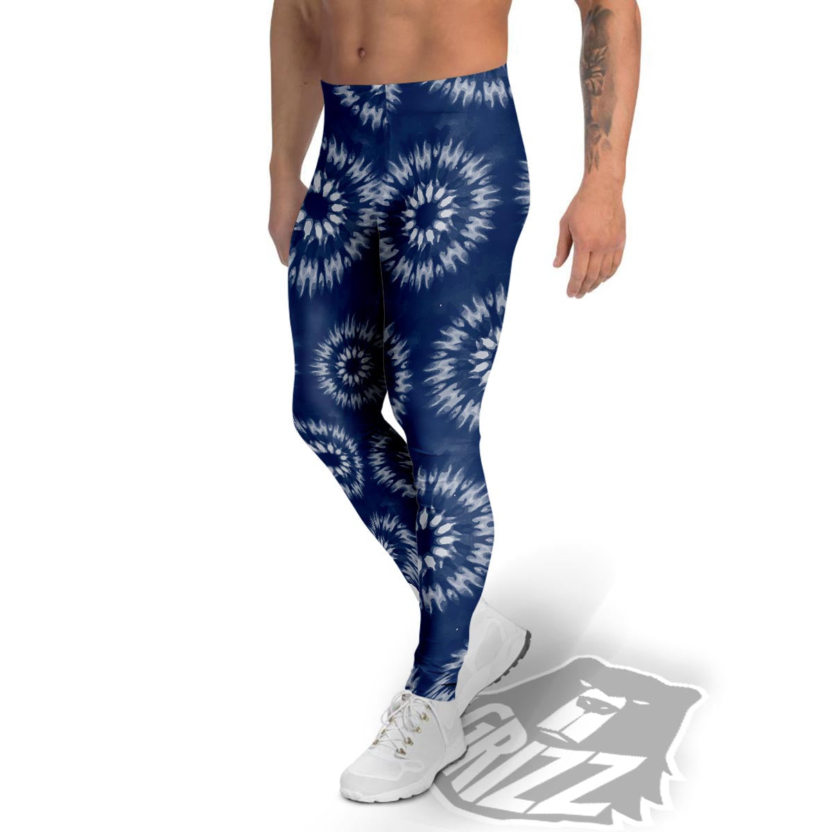 Shibori Print Pattern Men's Leggings-grizzshop