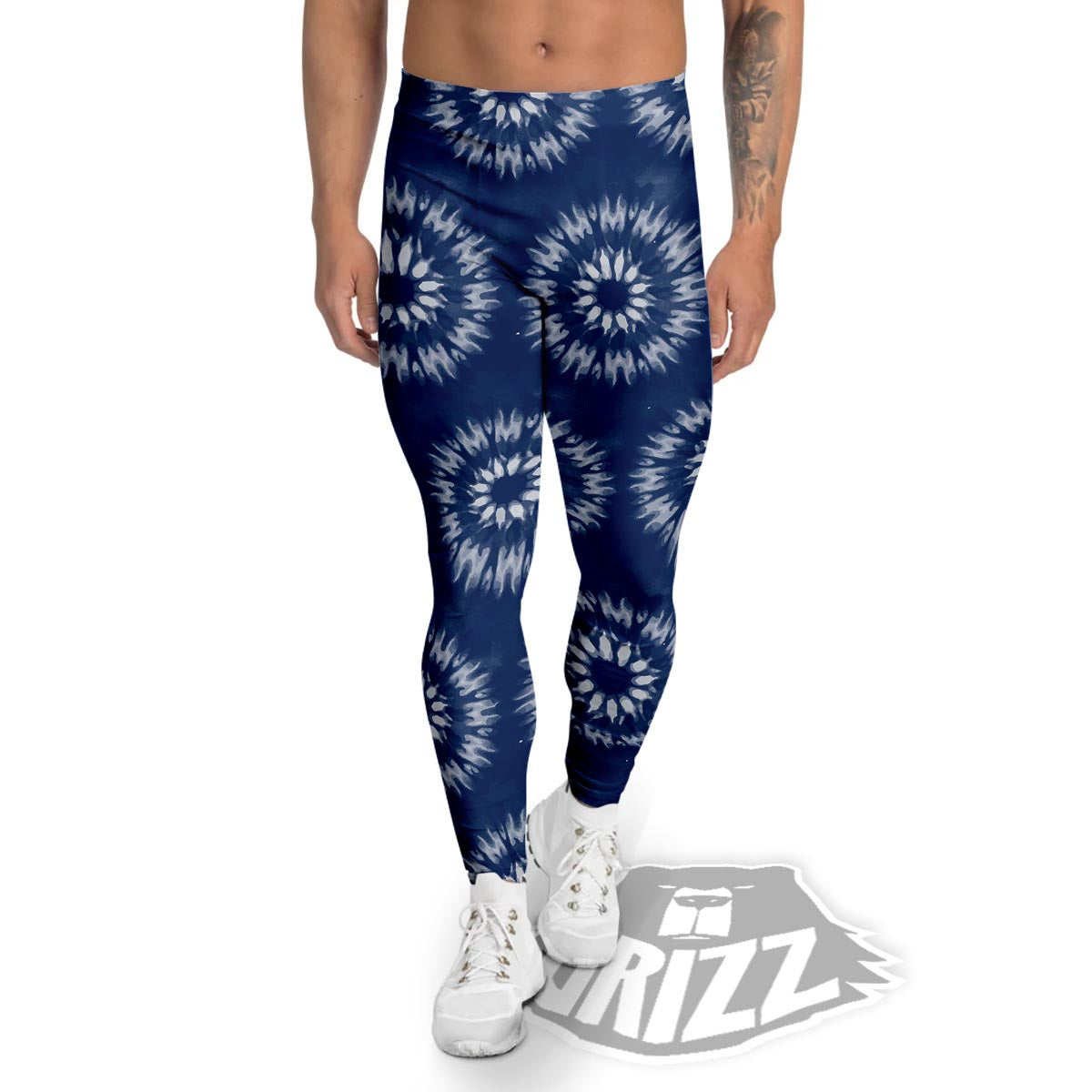 Shibori Print Pattern Men's Leggings-grizzshop