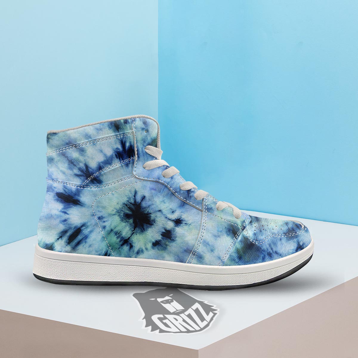 Shibori Tie Dye Print High Top Sneakers-grizzshop