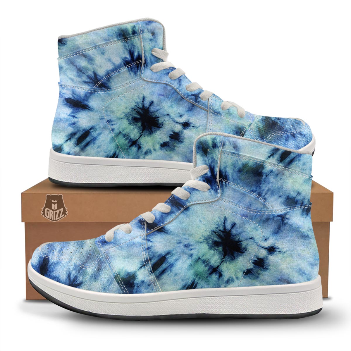 Shibori Tie Dye Print High Top Sneakers-grizzshop