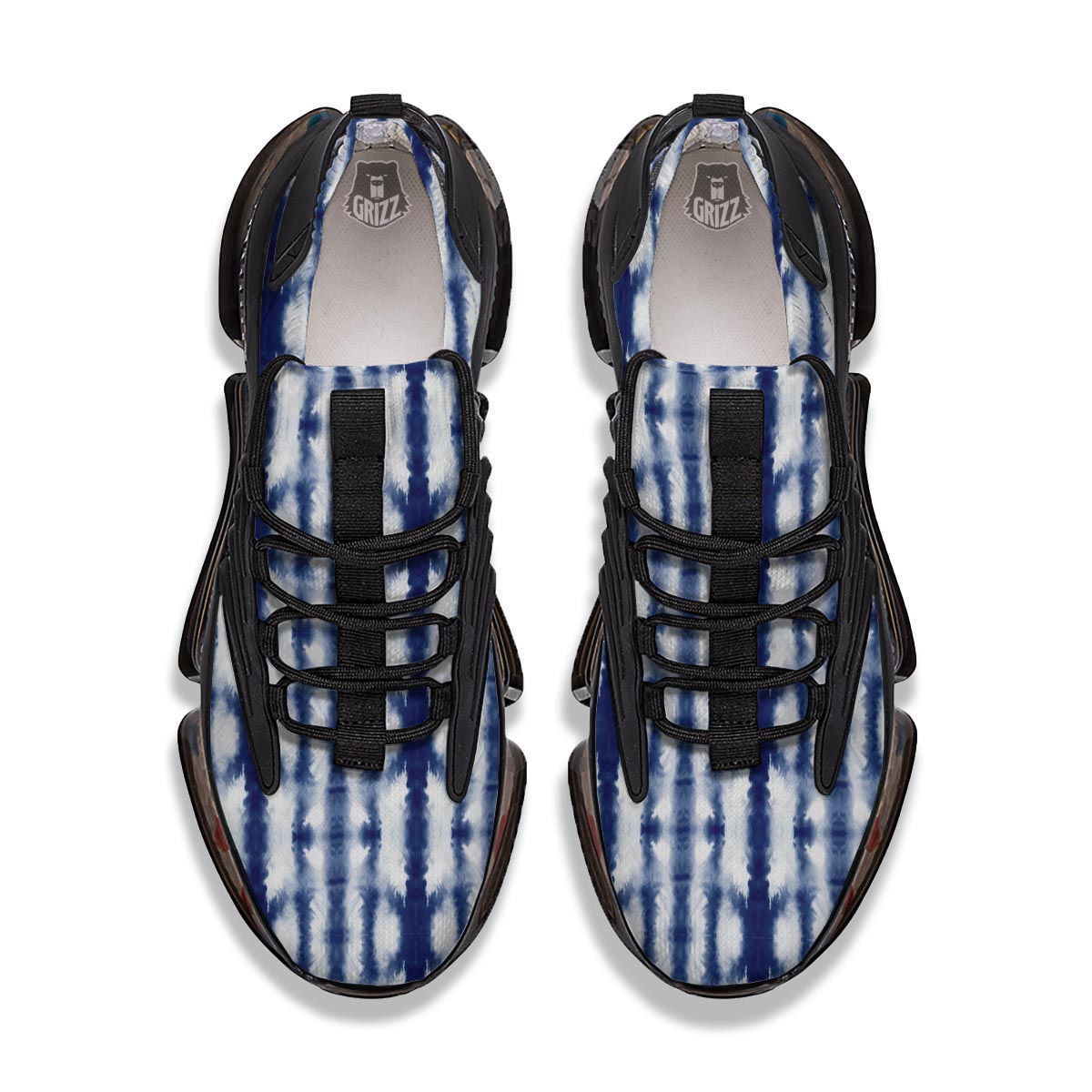 Shibori Tie Dye Print Pattern Black Gym Shoes-grizzshop