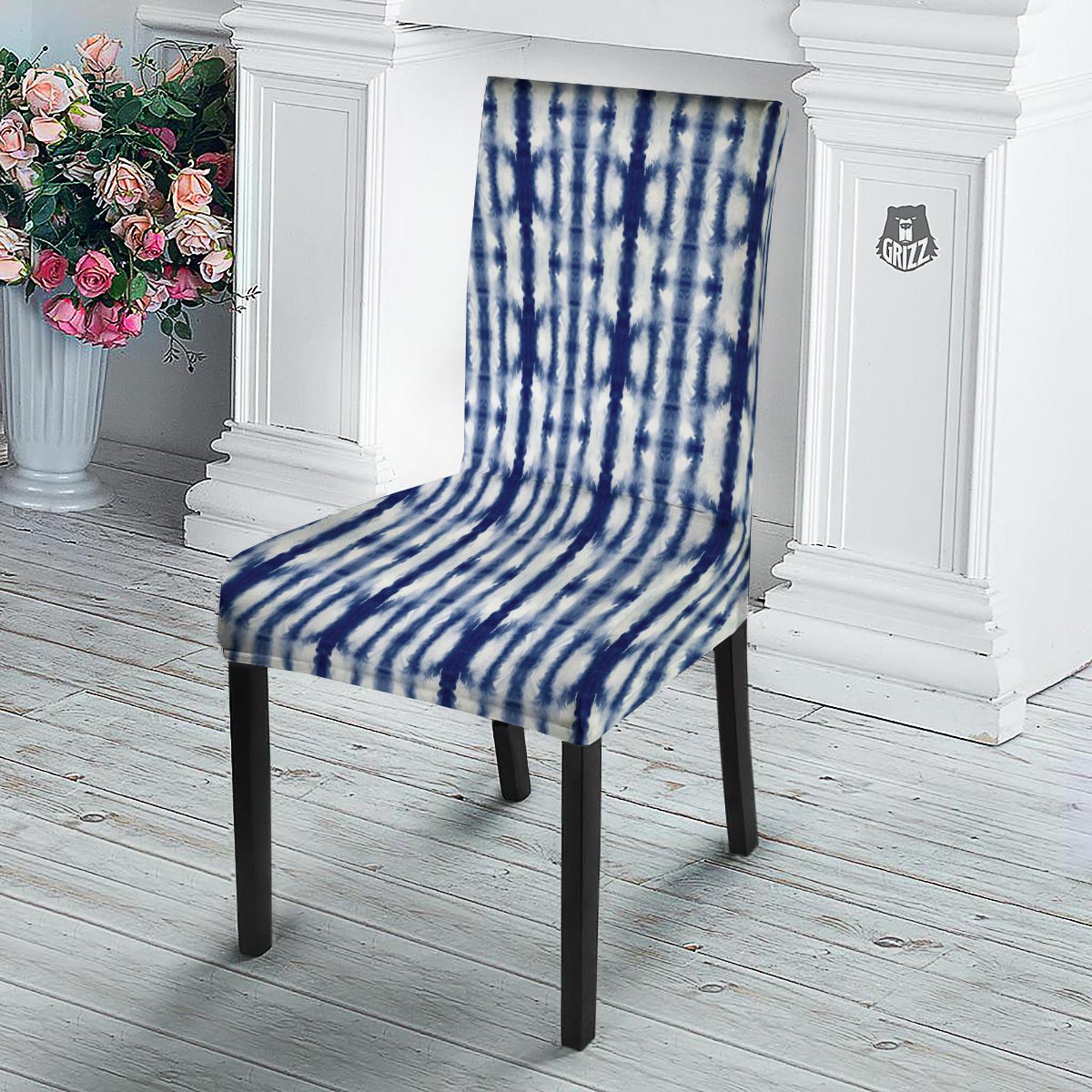 Shibori Tie Dye Print Pattern Dining Chair Slipcover-grizzshop