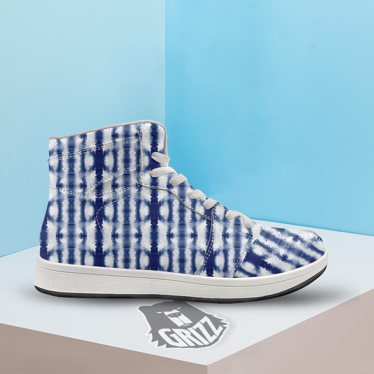 Shibori Tie Dye Print Pattern High Top Sneakers-grizzshop