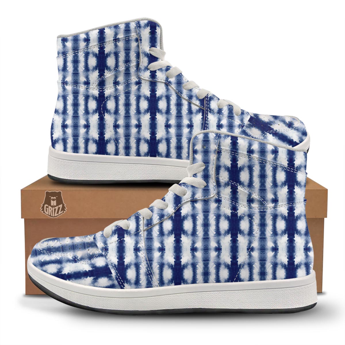 Shibori Tie Dye Print Pattern High Top Sneakers-grizzshop