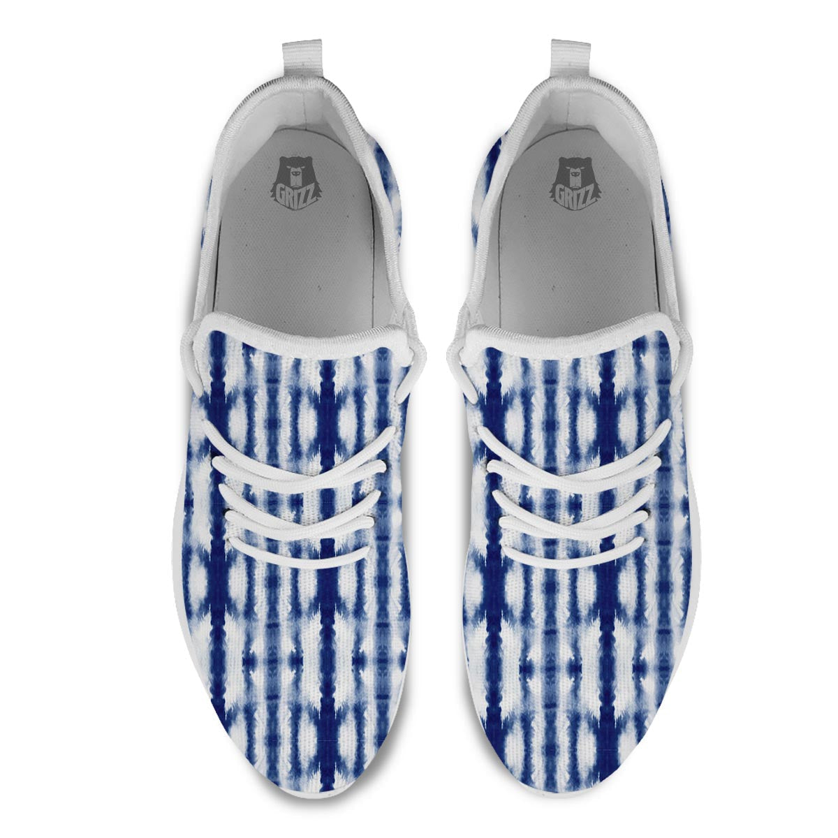 Shibori Tie Dye Print Pattern White Athletic Shoes-grizzshop