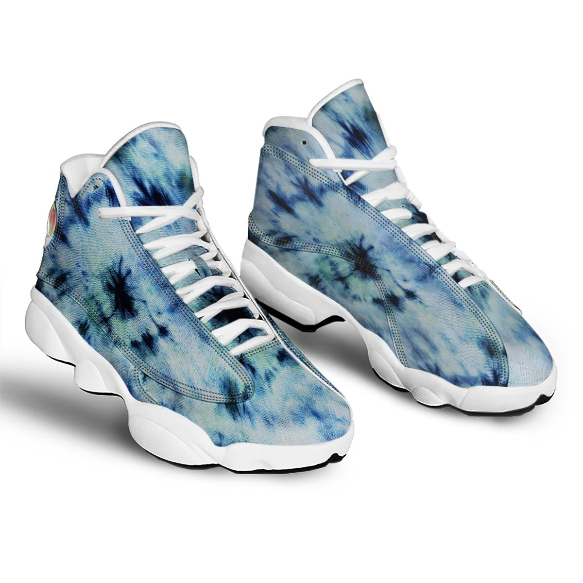 Shibori Tie Dye Print White Basketball Shoes-grizzshop