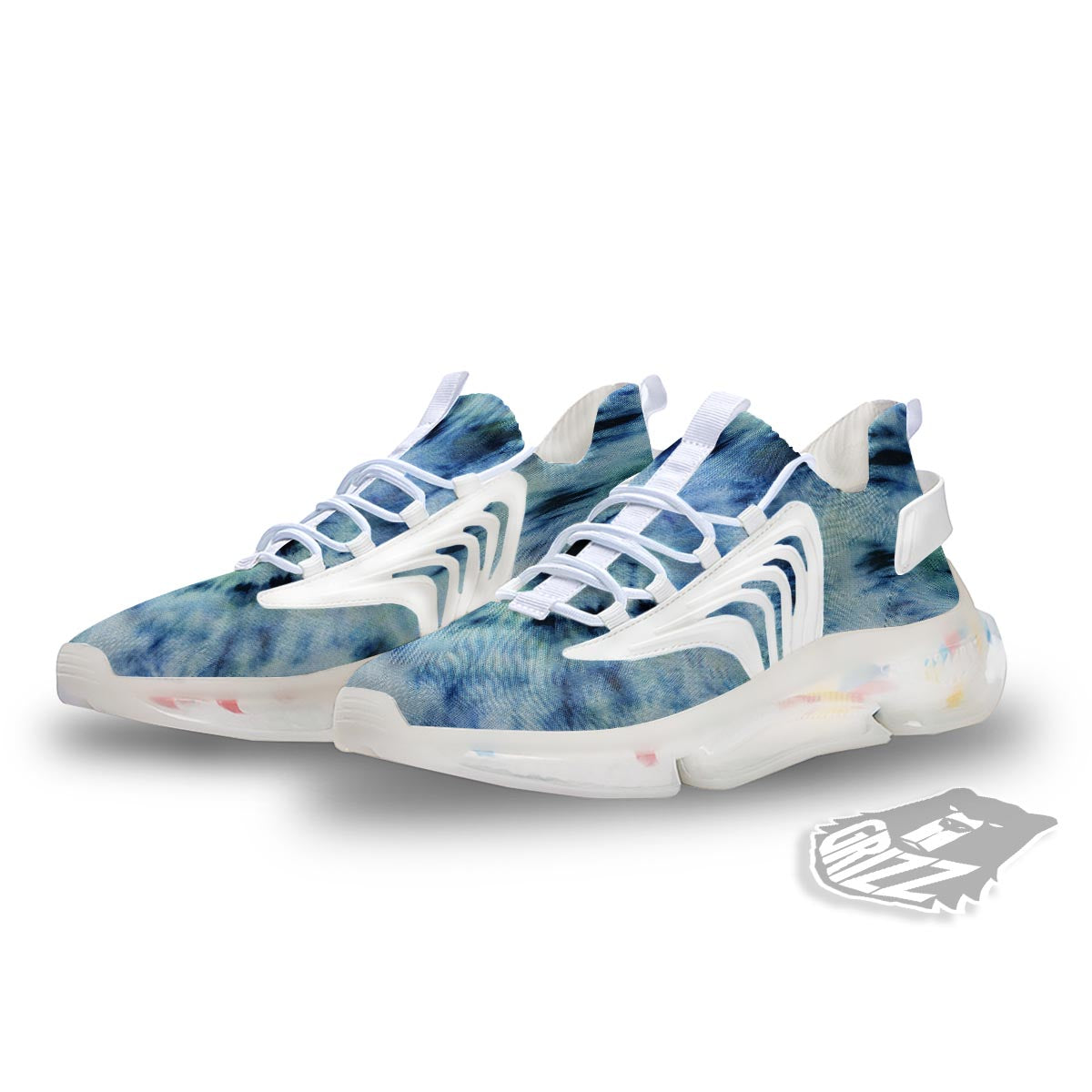 Shibori Tie Dye Print White Gym Shoes-grizzshop
