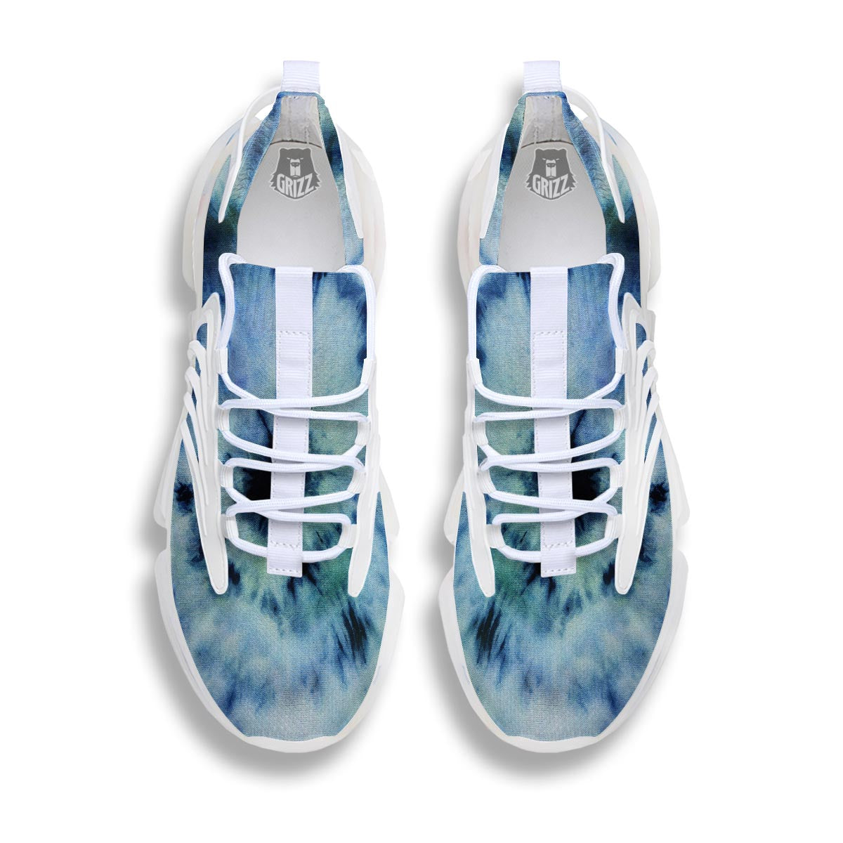 Shibori Tie Dye Print White Gym Shoes-grizzshop