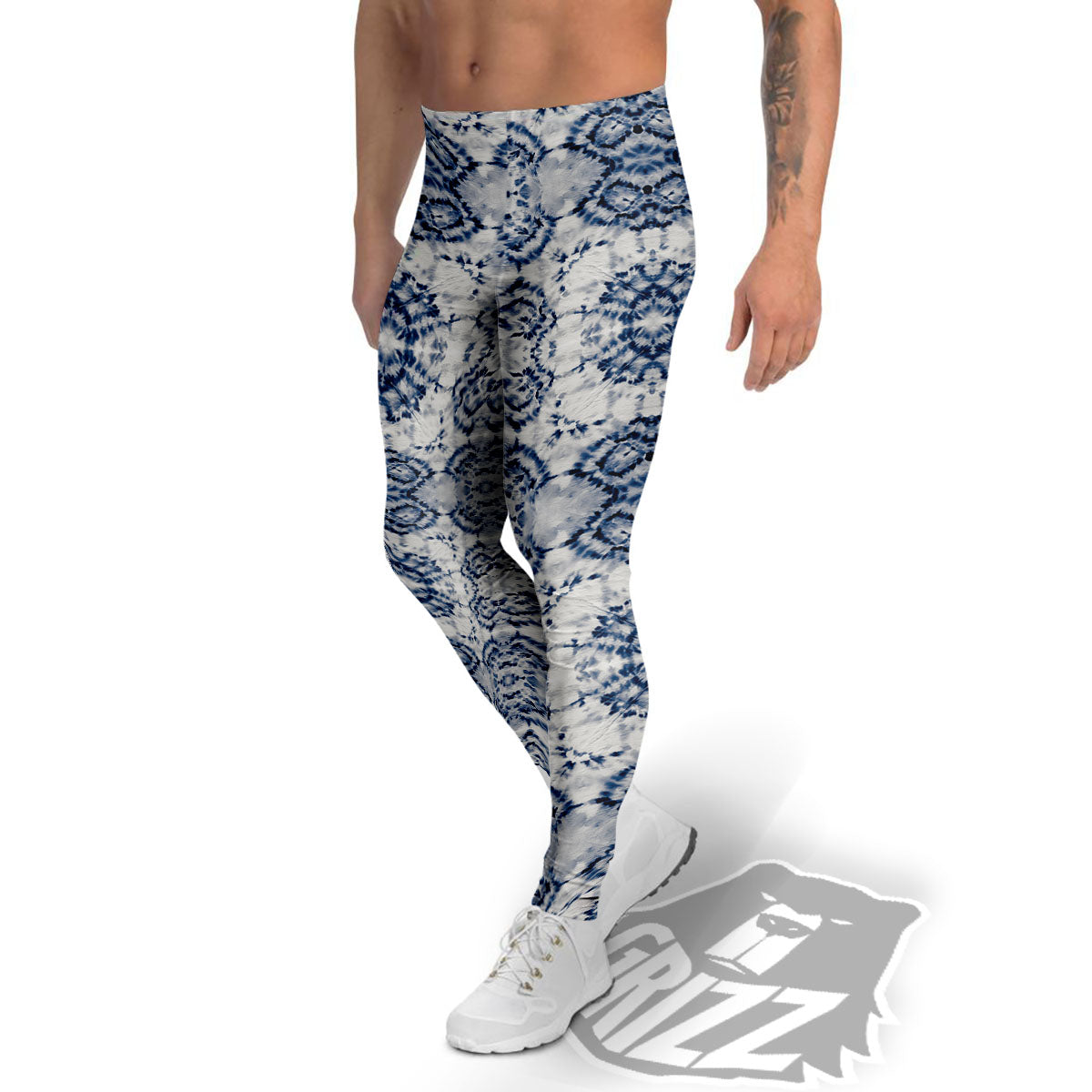 Shibori Watercolor Print Pattern Men's Leggings-grizzshop