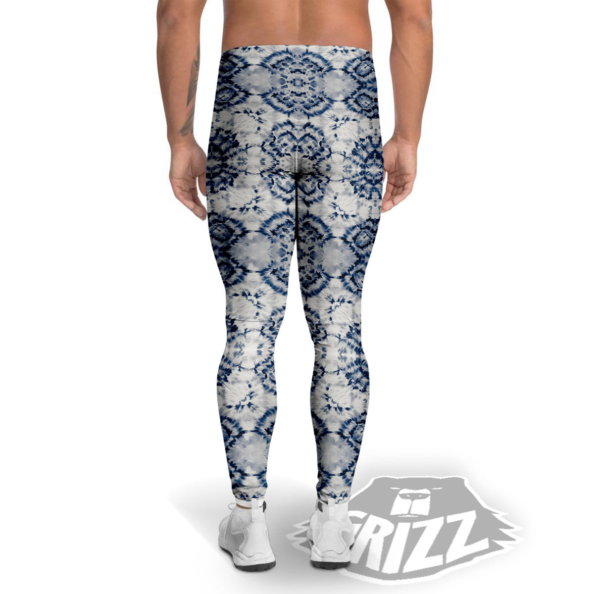 Shibori Watercolor Print Pattern Men's Leggings-grizzshop