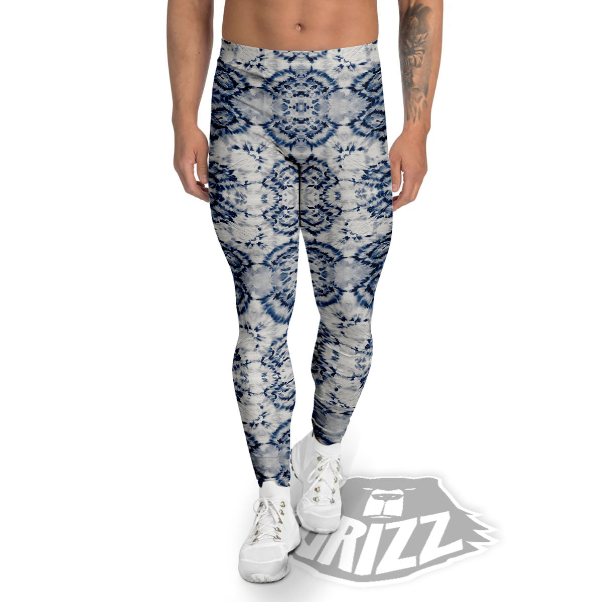 Shibori Watercolor Print Pattern Men's Leggings-grizzshop
