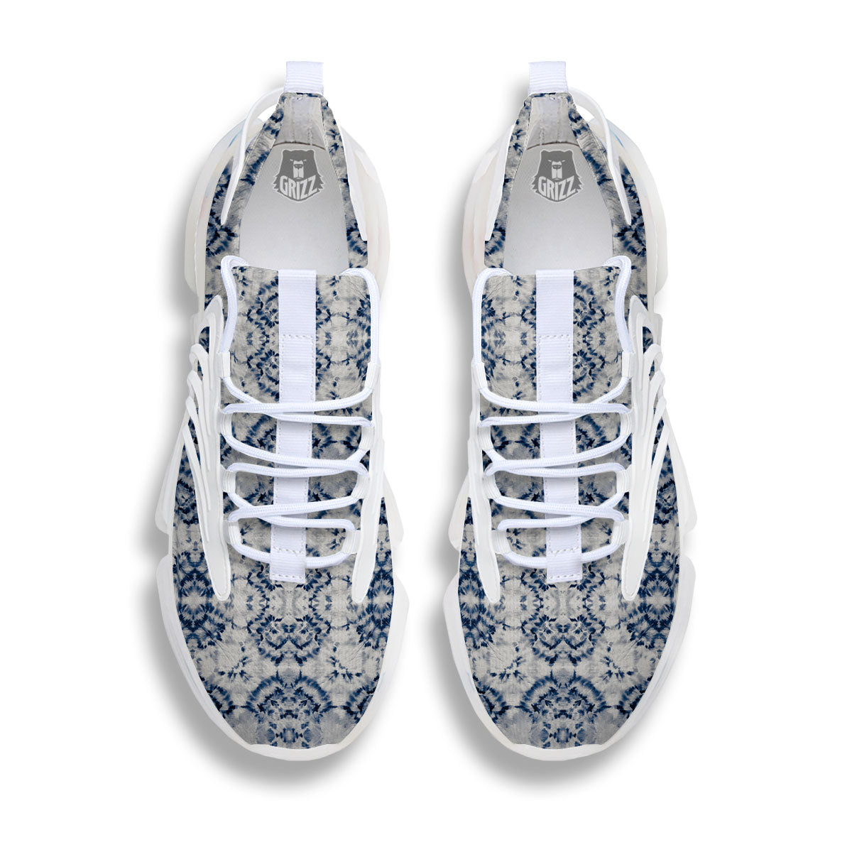 Shibori Watercolor Print Pattern White Gym Shoes-grizzshop