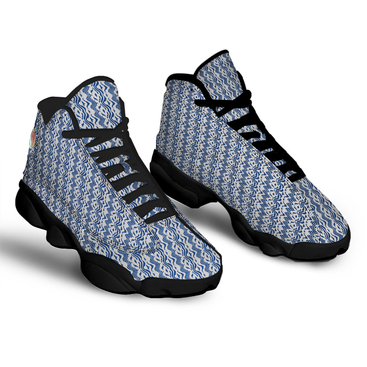 Shibori Wave Print Pattern Black Basketball Shoes-grizzshop